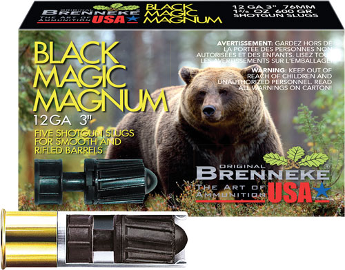 Brenneke Black Magic Magnum 3 12 Gauge Ammo 5 Rds/box Ammo - Bulk SL123BMM 1502 FPS Bulk SL123BMM 1502 FPS Ammo
