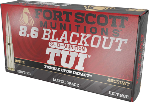 Fort Scott Munitions 86BLK285SCV2SS Tumble Upon Impact  TUI  Solid Copper Spun 285 Grain 8 6mm Blackout 1050 fps