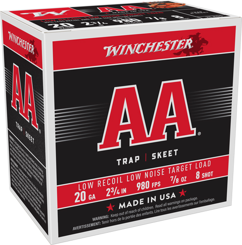 Winchester AA Target Low Recoil #8 20 Gauge 7/8 Oz 2.75 In chester AA Target Low Recoil #8 20 Gauge 7/8 Oz 2.75 In Ammo